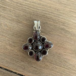 Garnet medallion. Sterling silver